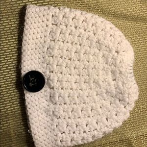 White hand knitted hat